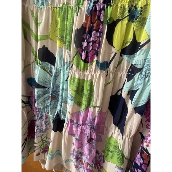 Trina Turk Silvery Floral Tiered Shift Dress Small - Picture 8 of 14